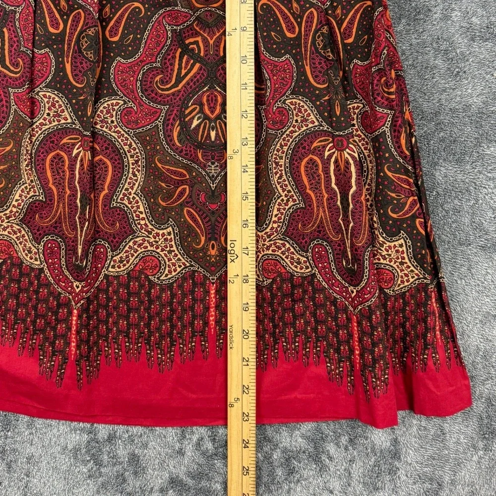 Charter Club Petite Paisley A-Line Skirt Red‎ 6P Morocco II Cotton Smocked